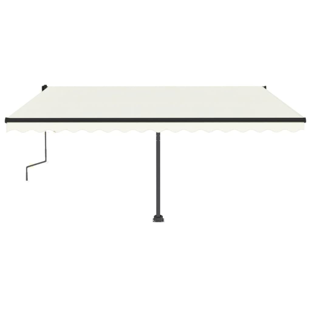 VidaXL Luifel handmatig uittrekbaar met LED 450x350 cm crèmekleurig