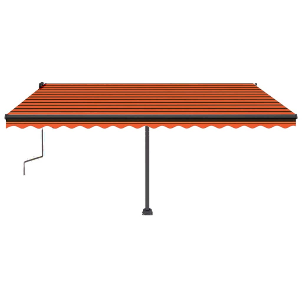 VidaXL Luifel handmatig uittrekbaar met LED 450x350 cm oranje en bruin