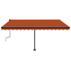 VidaXL Luifel handmatig uittrekbaar met LED 450x350 cm oranje en bruin
