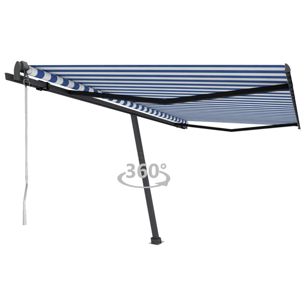 VidaXL Luifel vrijstaand automatisch 450x350 cm blauw en wit
