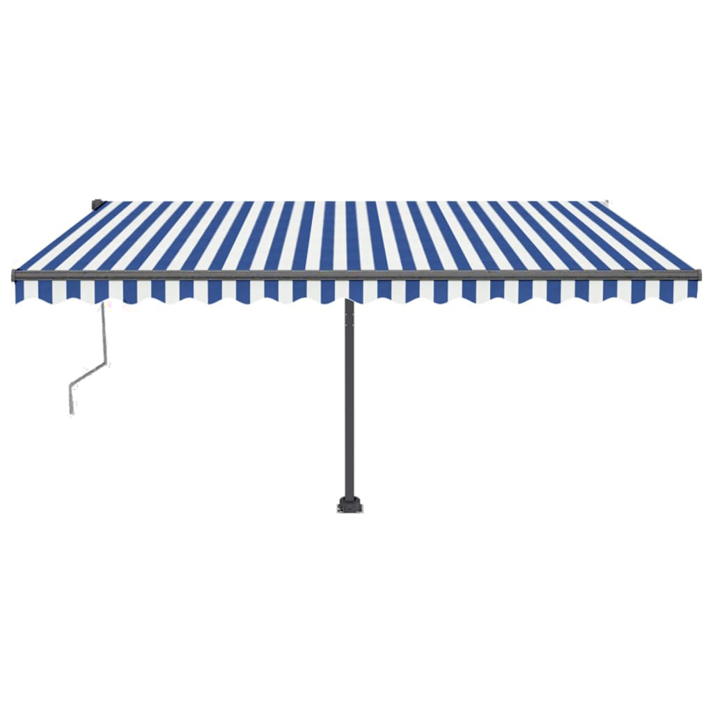 VidaXL Luifel vrijstaand automatisch 450x350 cm blauw en wit