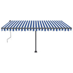 VidaXL Luifel vrijstaand automatisch 450x350 cm blauw en wit