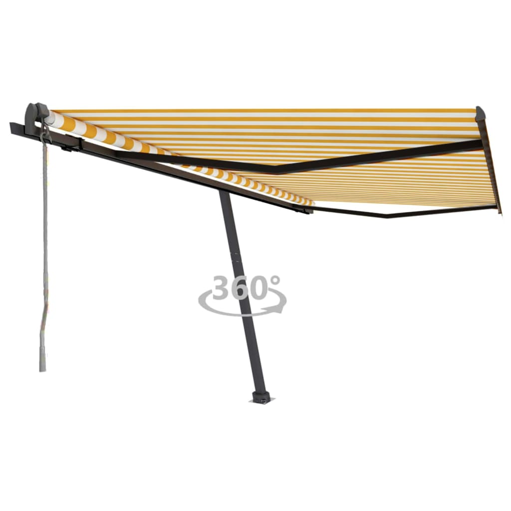 VidaXL Luifel vrijstaand automatisch 450x350 cm geel en wit