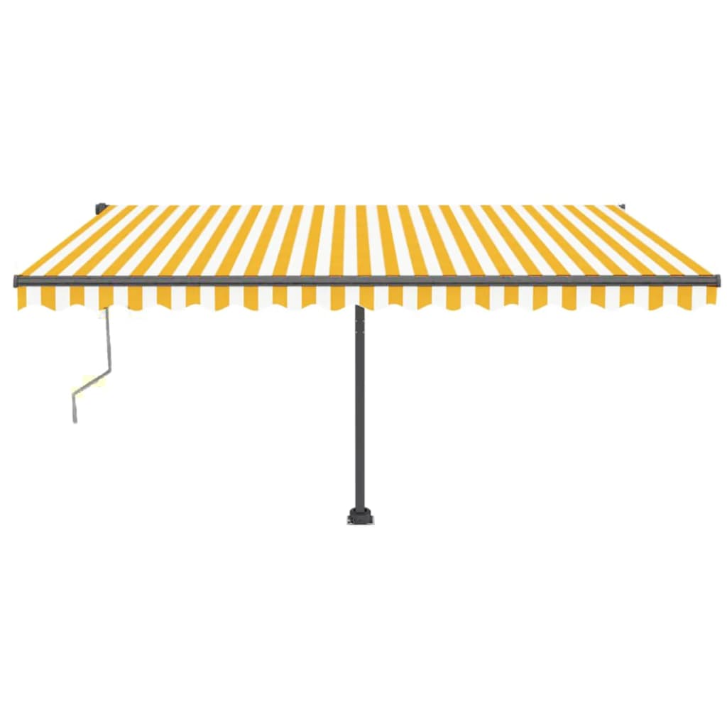 VidaXL Luifel vrijstaand automatisch 450x350 cm geel en wit