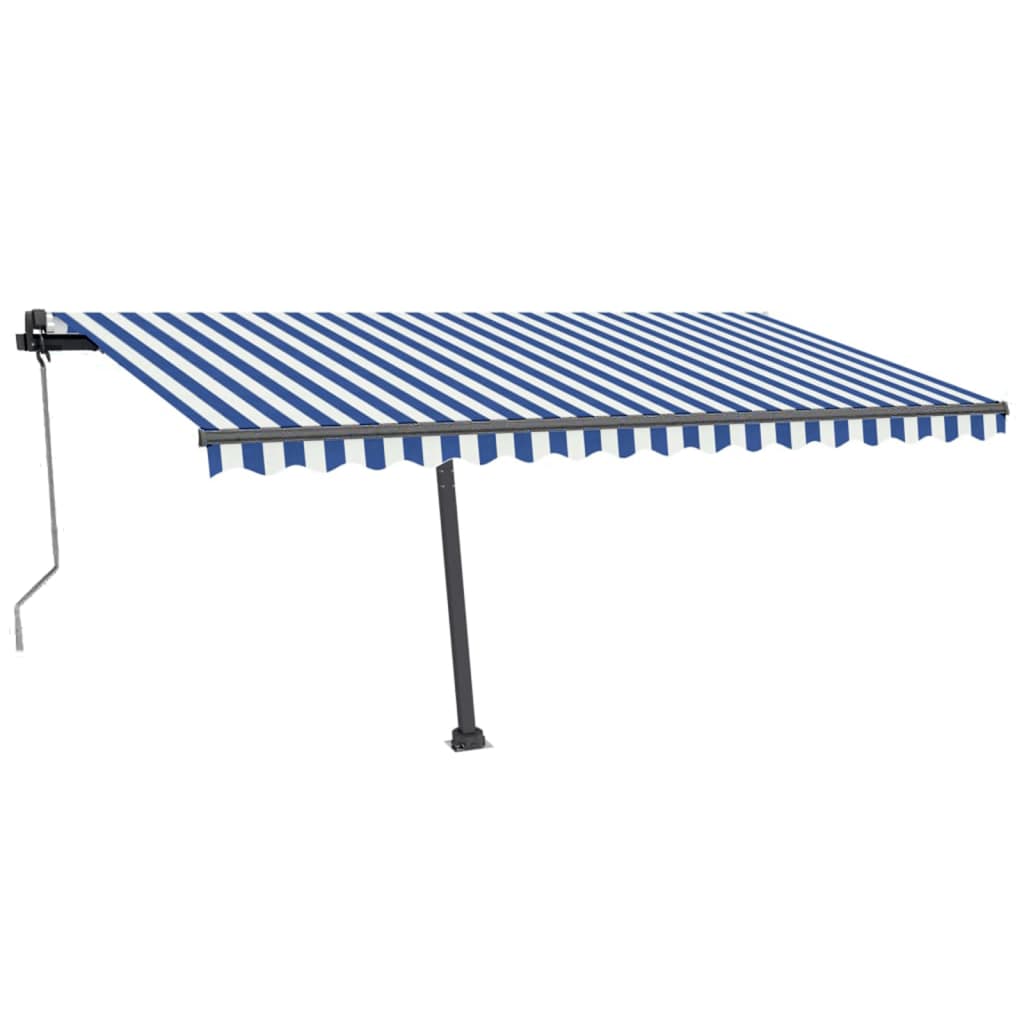 VidaXL Luifel automatisch met LED en windsensor 450x350 cm blauw wit