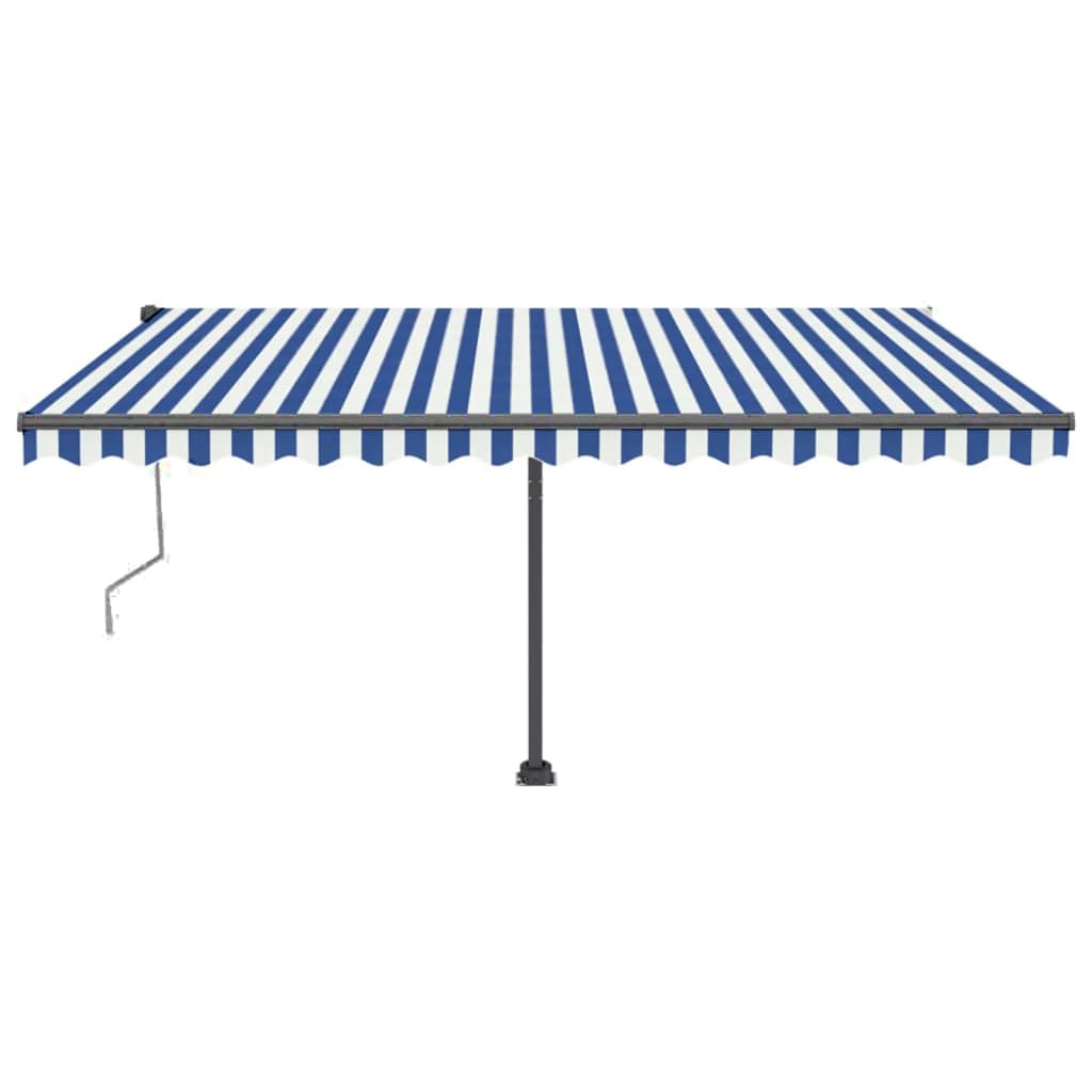 VidaXL Luifel automatisch met LED en windsensor 450x350 cm blauw wit