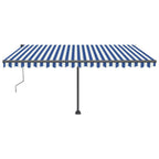 VidaXL Luifel automatisch met LED en windsensor 450x350 cm blauw wit