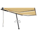 VidaXL Luifel automatisch met LED en windsensor 450x350 cm geel wit