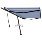 VidaXL Luifel vrijstaand handmatig uittrekbaar 500x350 cm blauw en wit