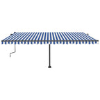 VidaXL Luifel vrijstaand handmatig uittrekbaar 500x350 cm blauw en wit