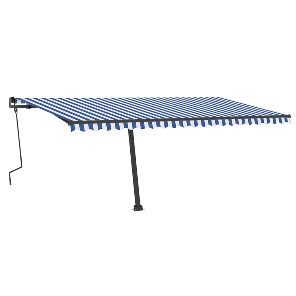 VidaXL Luifel handmatig uittrekbaar met LED 500x350 cm blauw en wit