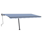 VidaXL Luifel handmatig uittrekbaar met LED 500x350 cm blauw en wit