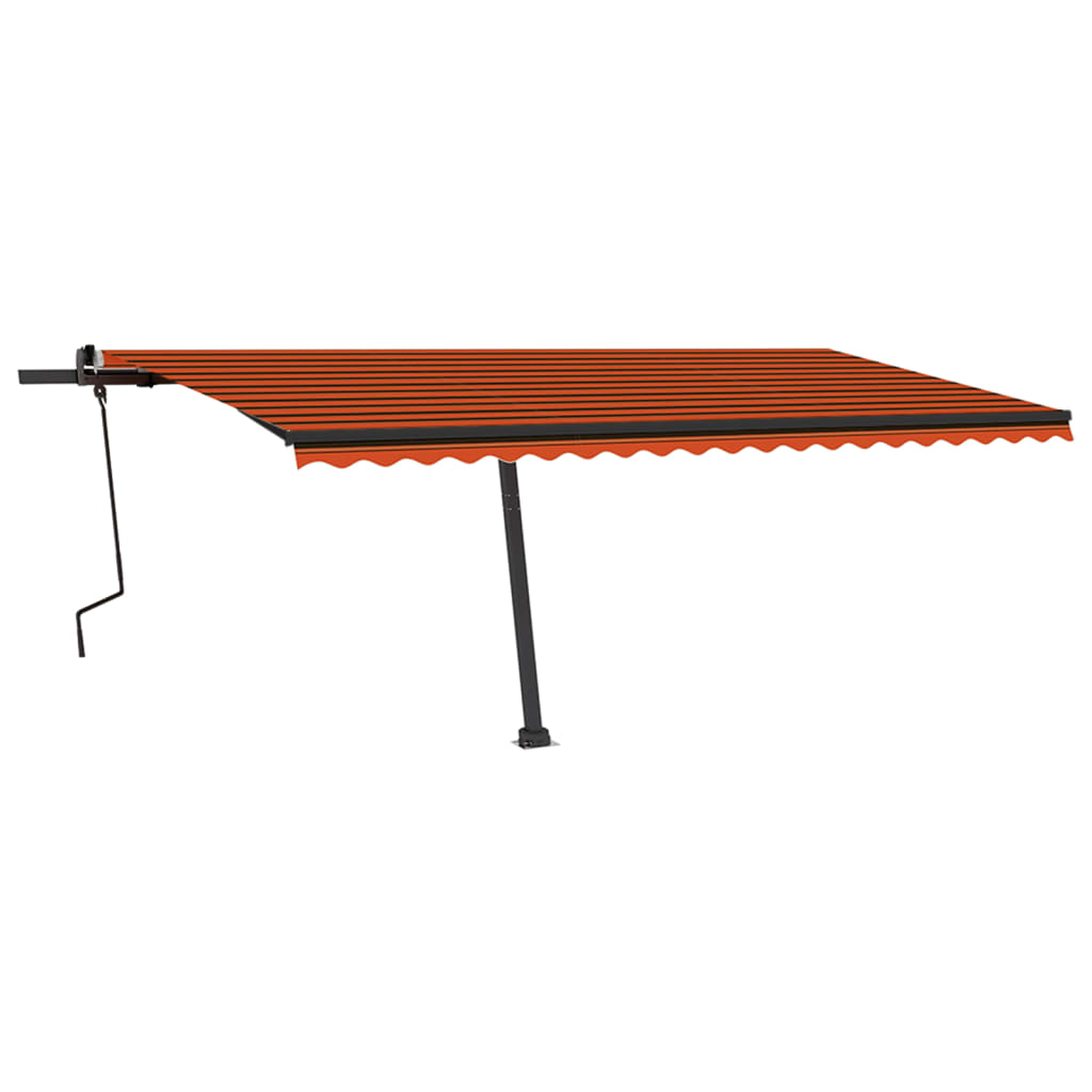 VidaXL Luifel handmatig uittrekbaar met LED 500x350 cm oranje en bruin