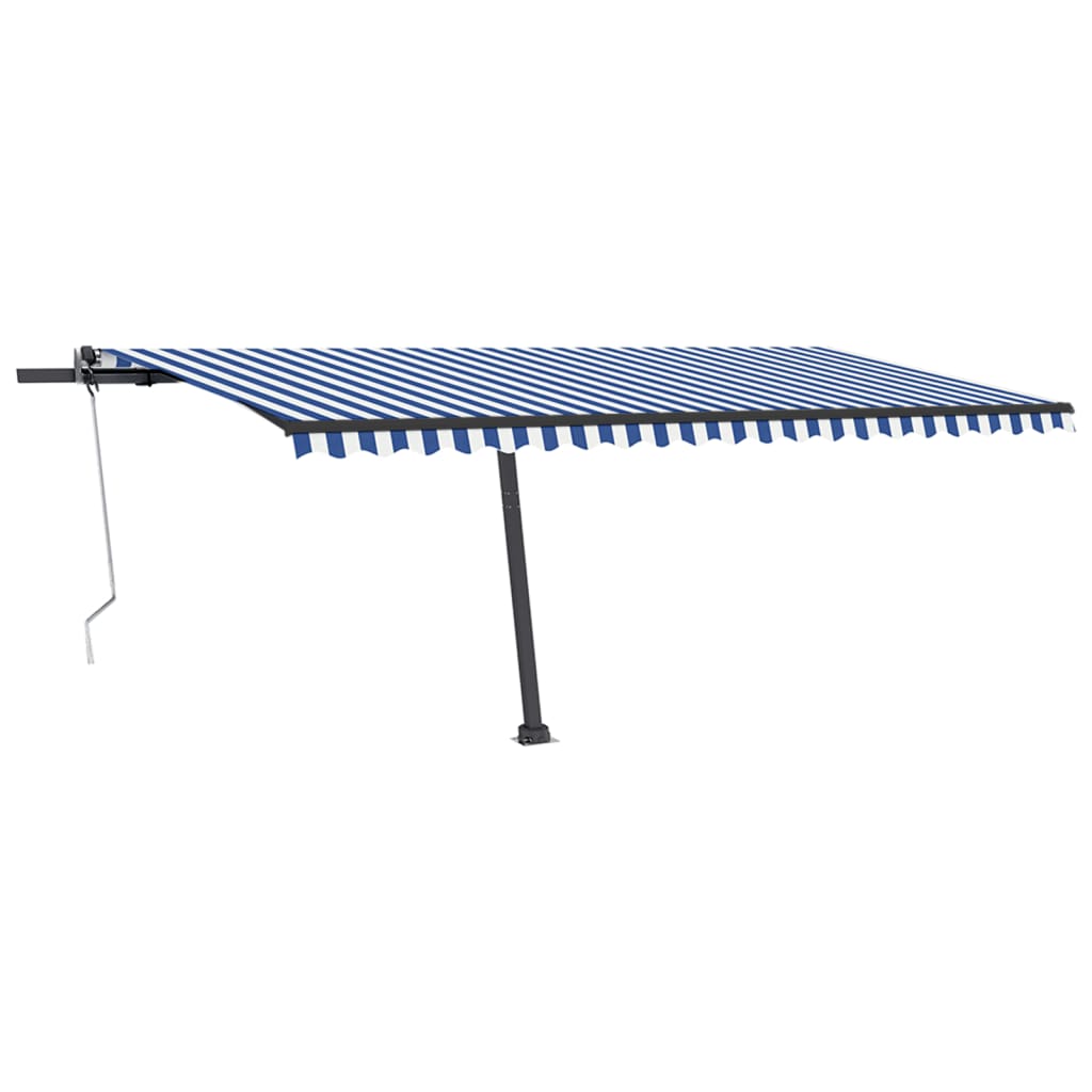 VidaXL Luifel automatisch met LED en windsensor 500x350 cm blauw wit