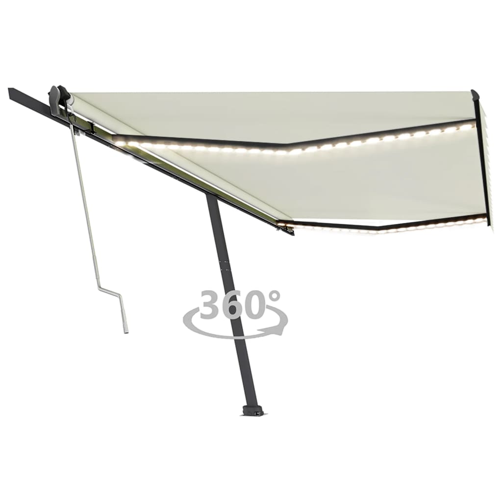 VidaXL Luifel automatisch met LED en windsensor 500x350 cm crèmekleur