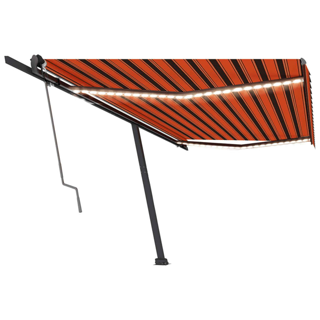 VidaXL Luifel automatisch met LED windsensor 500x350 cm oranje bruin