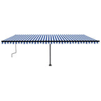 VidaXL Luifel vrijstaand handmatig uittrekbaar 600x350 cm blauw en wit
