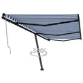 VidaXL Luifel vrijstaand automatisch 600x350 cm blauw en wit