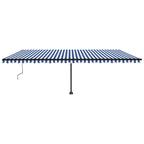 VidaXL Luifel automatisch met LED en windsensor 600x350 cm blauw wit