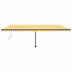 VidaXL Luifel automatisch met LED en windsensor 600x350 cm geel en wit
