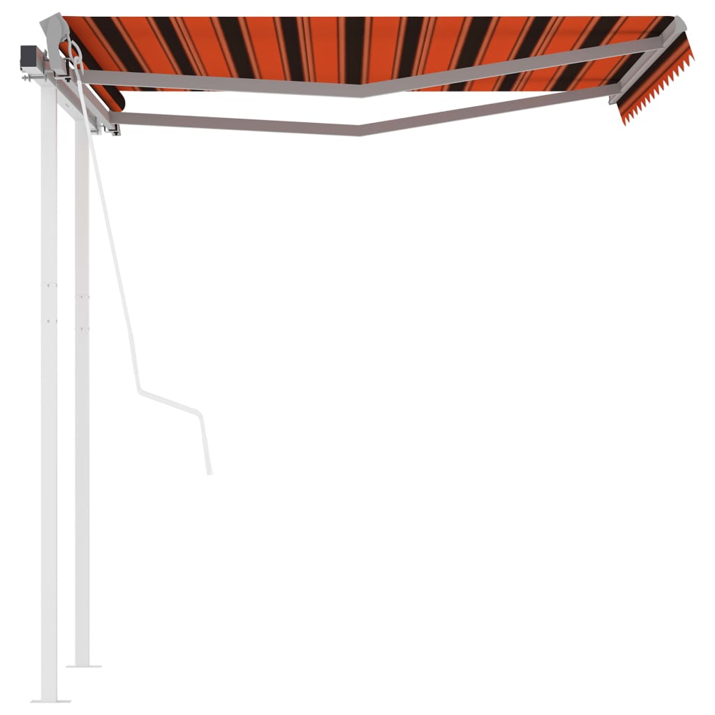 VidaXL Luifel automatisch uittrekbaar met palen 3x2,5 m oranje bruin