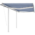 VidaXL Luifel automatisch met LED en windsensor 3x2,5 m blauw en wit