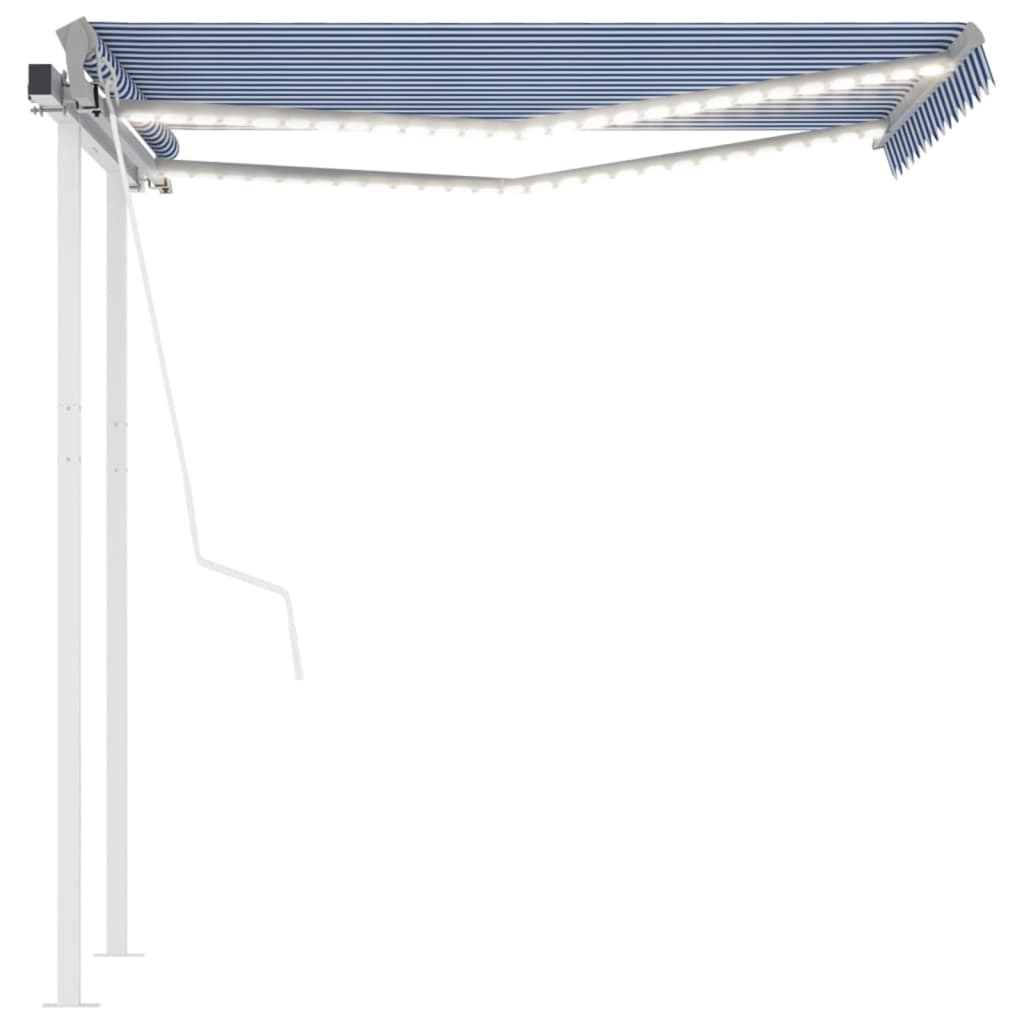 VidaXL Luifel automatisch met LED en windsensor 3x2,5 m blauw en wit