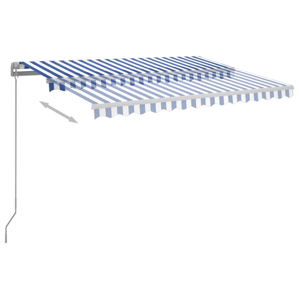 VidaXL Luifel automatisch met LED en windsensor 3x2,5 m blauw en wit