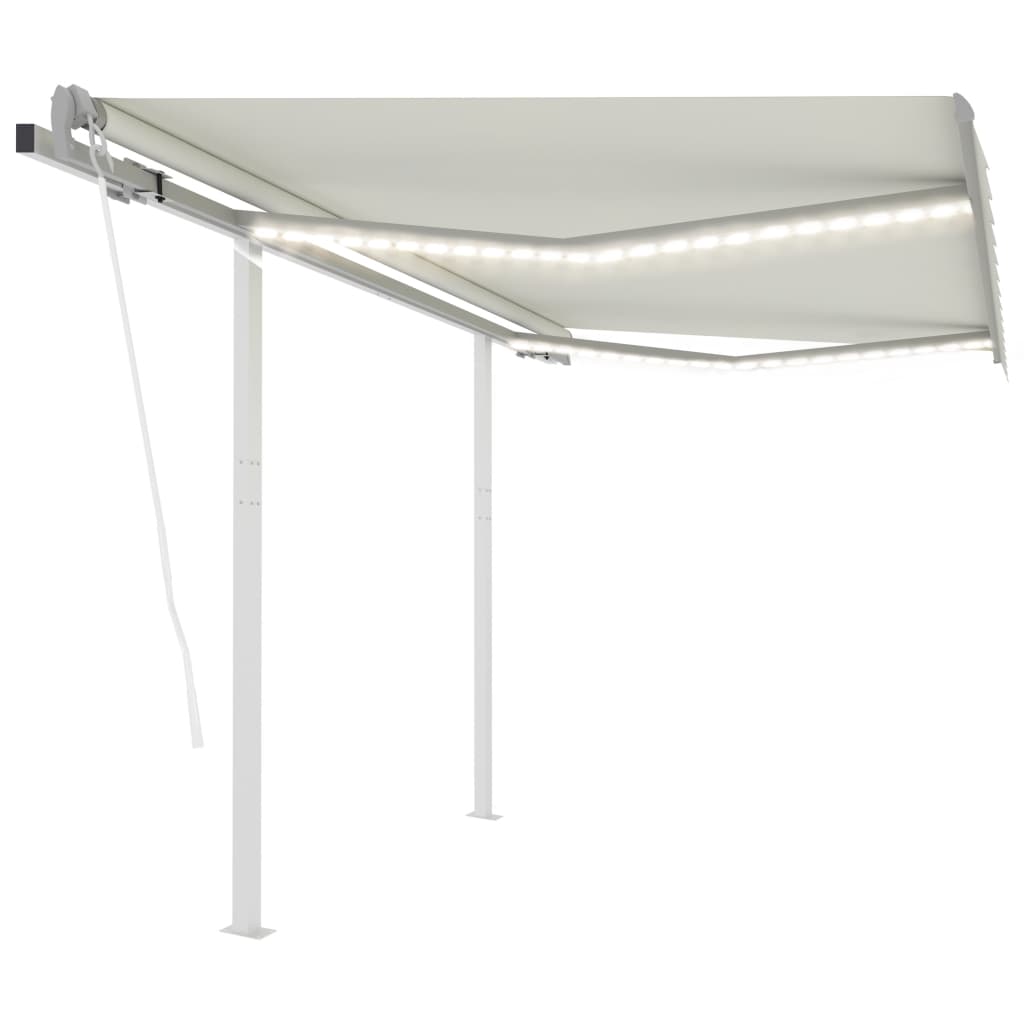 VidaXL Luifel automatisch met LED en windsensor 3x2,5 m crèmekleurig
