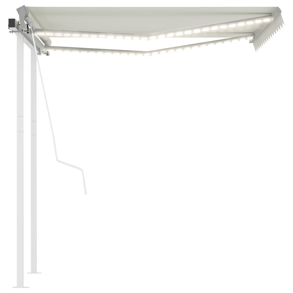 VidaXL Luifel automatisch met LED en windsensor 3x2,5 m crèmekleurig