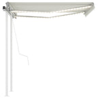 VidaXL Luifel automatisch met LED en windsensor 3x2,5 m crèmekleurig