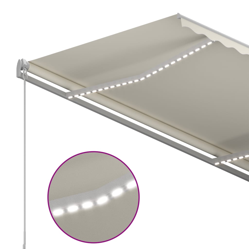 VidaXL Luifel automatisch met LED en windsensor 3x2,5 m crèmekleurig