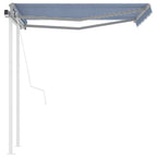 VidaXL Luifel automatisch uittrekbaar met palen 3,5x2,5 m blauw en wit