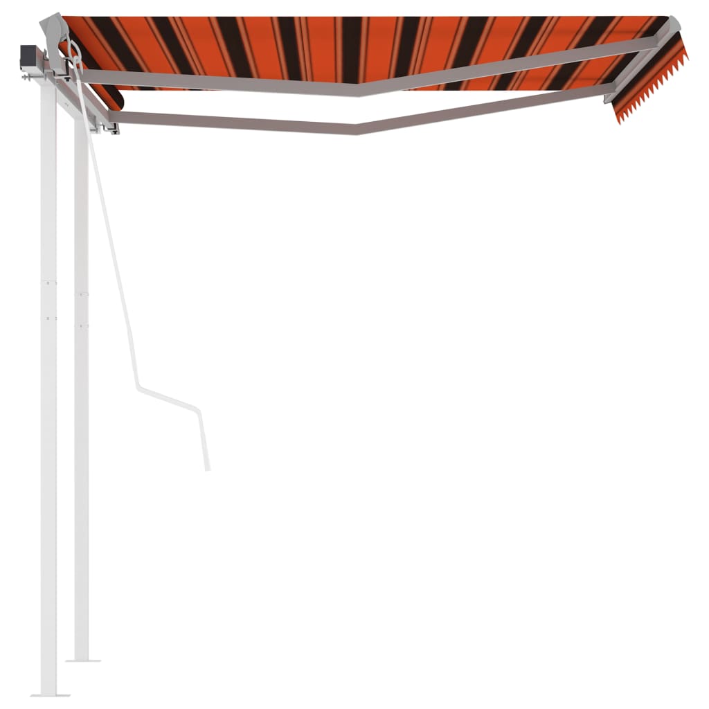 VidaXL Luifel automatisch uittrekbaar met palen 3,5x2,5 m oranje bruin