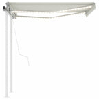 VidaXL Luifel automatisch met LED en windsensor 3,5x2,5 m crèmekleurig