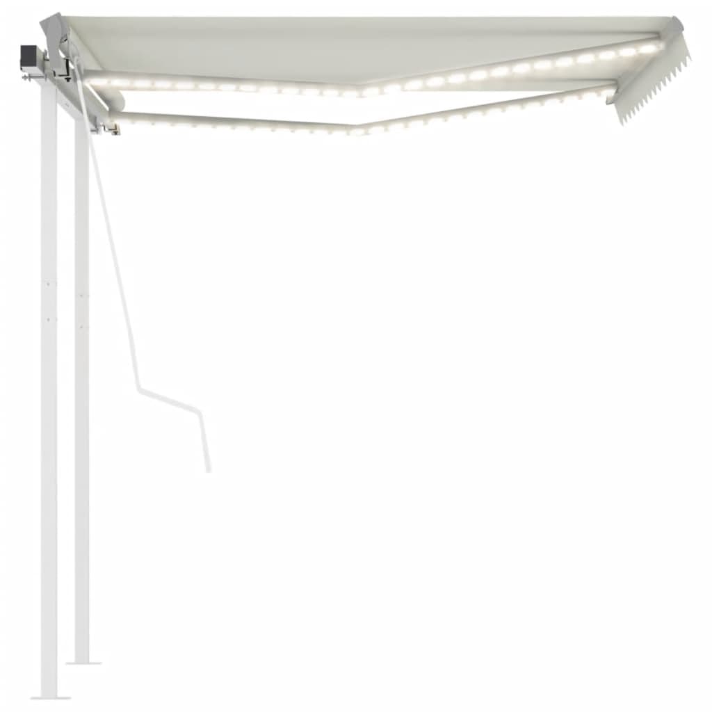 VidaXL Luifel automatisch met LED en windsensor 3,5x2,5 m crèmekleurig