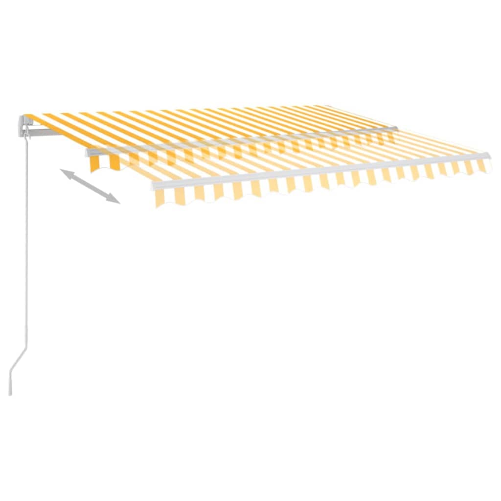VidaXL Luifel automatisch met LED en windsensor 3,5x2,5 m geel en wit