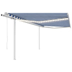 VidaXL Luifel automatisch met LED en windsensor 4x3 m blauw en wit