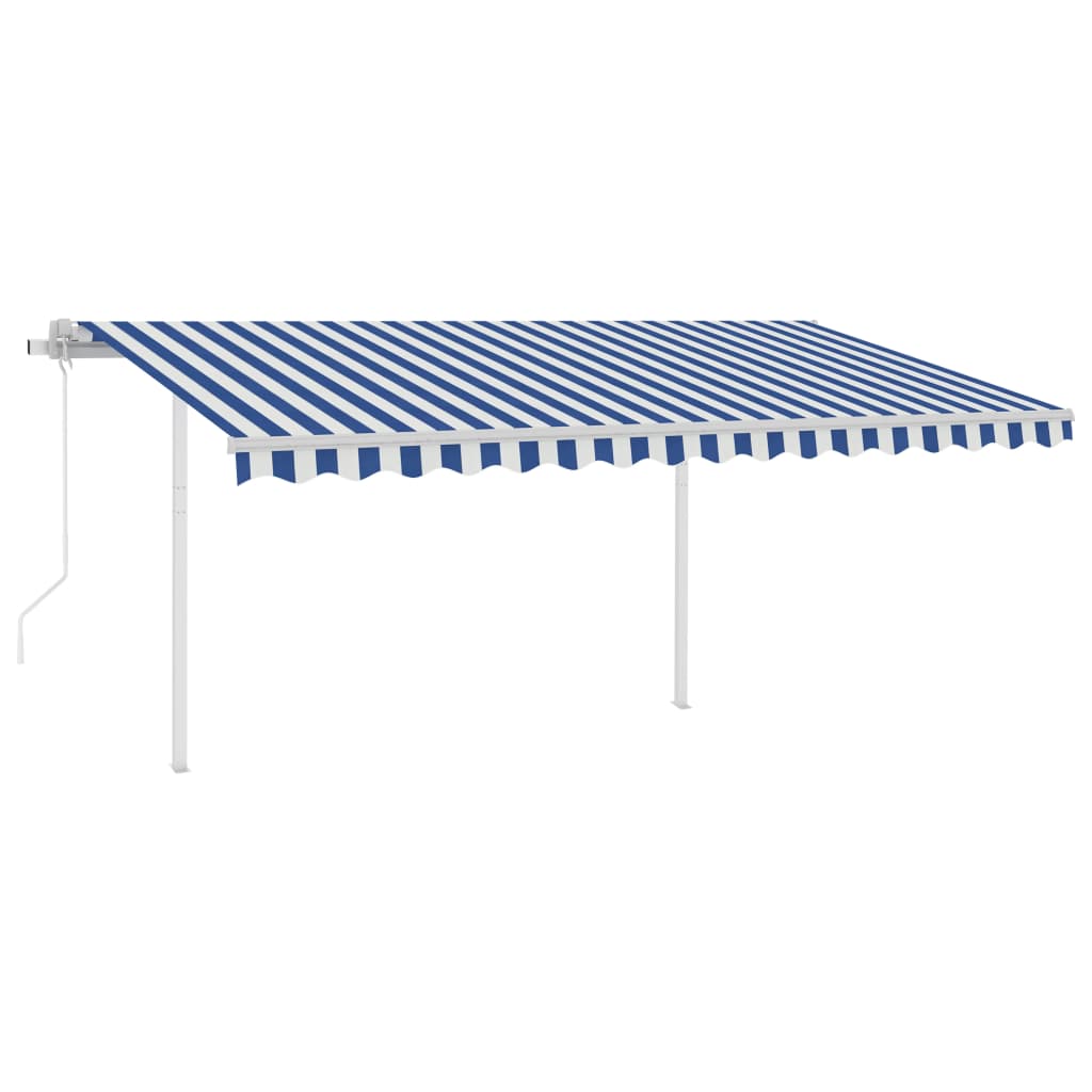 VidaXL Luifel automatisch met LED en windsensor 4x3 m blauw en wit