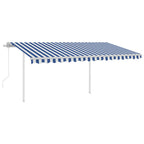 VidaXL Luifel automatisch met LED en windsensor 4x3 m blauw en wit