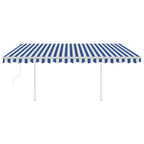 VidaXL Luifel automatisch met LED en windsensor 4x3 m blauw en wit