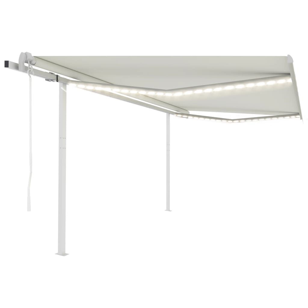 VidaXL Luifel automatisch met LED en windsensor 4x3 m crèmekleurig