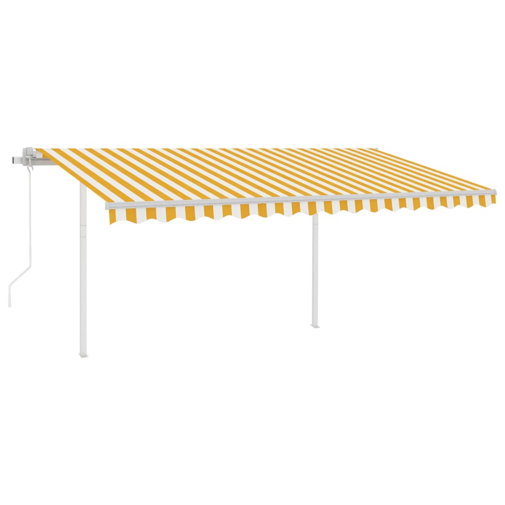 VidaXL Luifel automatisch met LED en windsensor 4x3 m geel en wit
