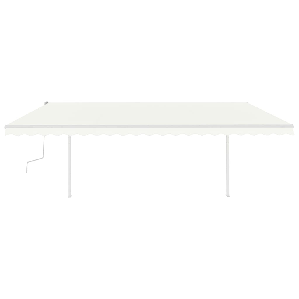 VidaXL Luifel handmatig uittrekbaar met palen 5x3 m crèmekleurig