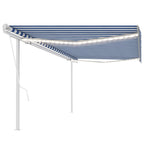 VidaXL Luifel automatisch met LED en windsensor 5x3 m blauw en wit