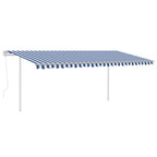 VidaXL Luifel automatisch met LED en windsensor 5x3 m blauw en wit