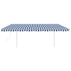 VidaXL Luifel automatisch met LED en windsensor 5x3 m blauw en wit