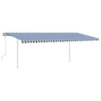 VidaXL Luifel handmatig uittrekbaar met palen 6x3 m blauw en wit