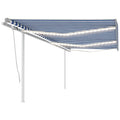 VidaXL Luifel automatisch met LED en windsensor 6x3 m blauw en wit