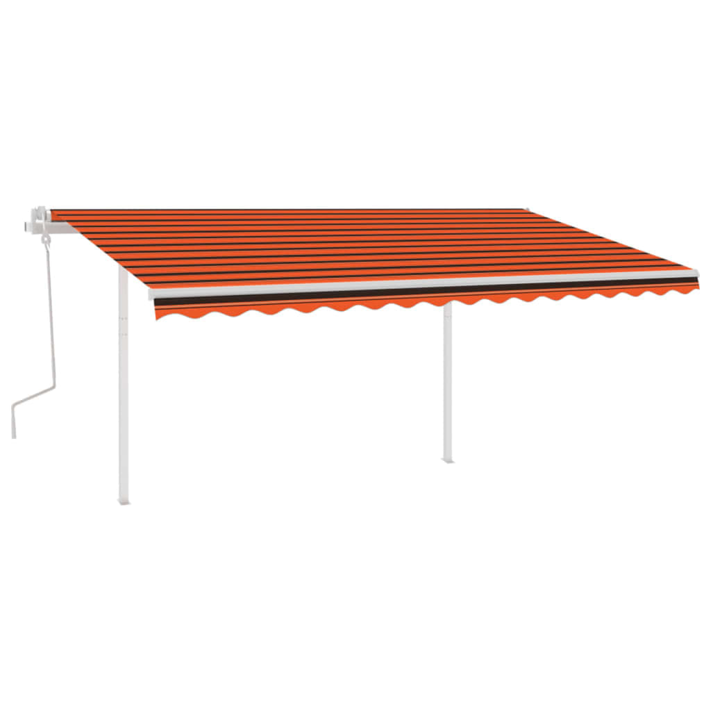 VidaXL Luifel handmatig uittrekbaar met palen 4x3,5 m oranje en bruin